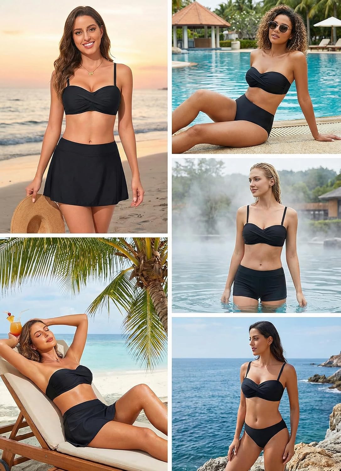 Bandeau Bikini Tops for Women - Strapless Swim Top Only Twist Front Bathing Suit Tops - Image 6