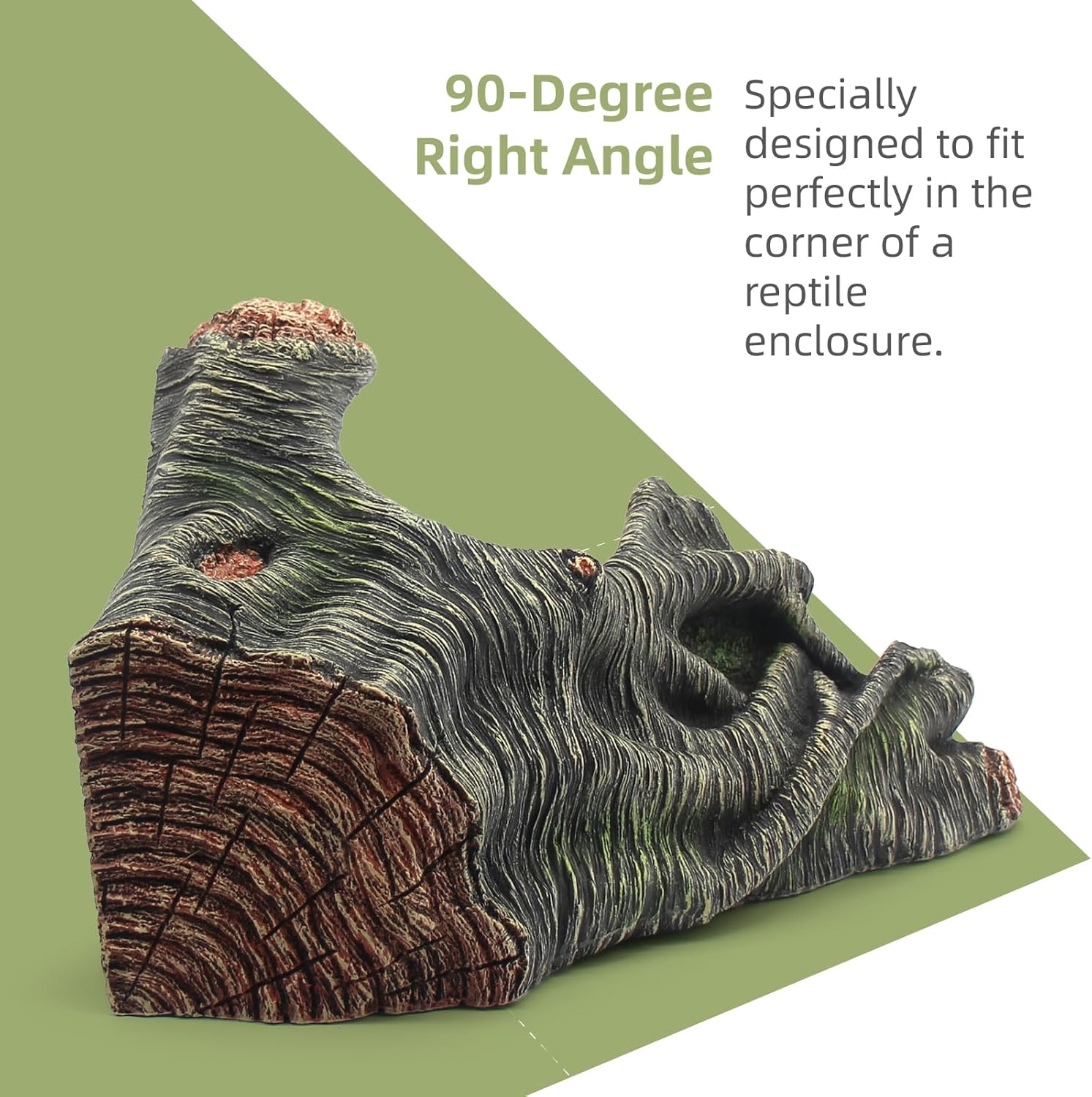 Reptile Hideouts Cave Habitat Decor, Hollow Tree Climing Ramp Basking Platform for Reptiles, Amphibians, Fish Tanks and Leopard Gecko, Snake, Lizard