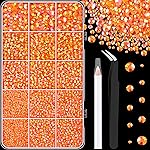 16000Pcs Resin Rhinestones with Tweezers for Crafting, Orange AB 2-6mm Mixed Sizes Non Hotfix Flatback Gems, Bedazzling Crystal for DIY Crafts Clothing Tumblers Mugs Shoes Fabric Decor Nail Art