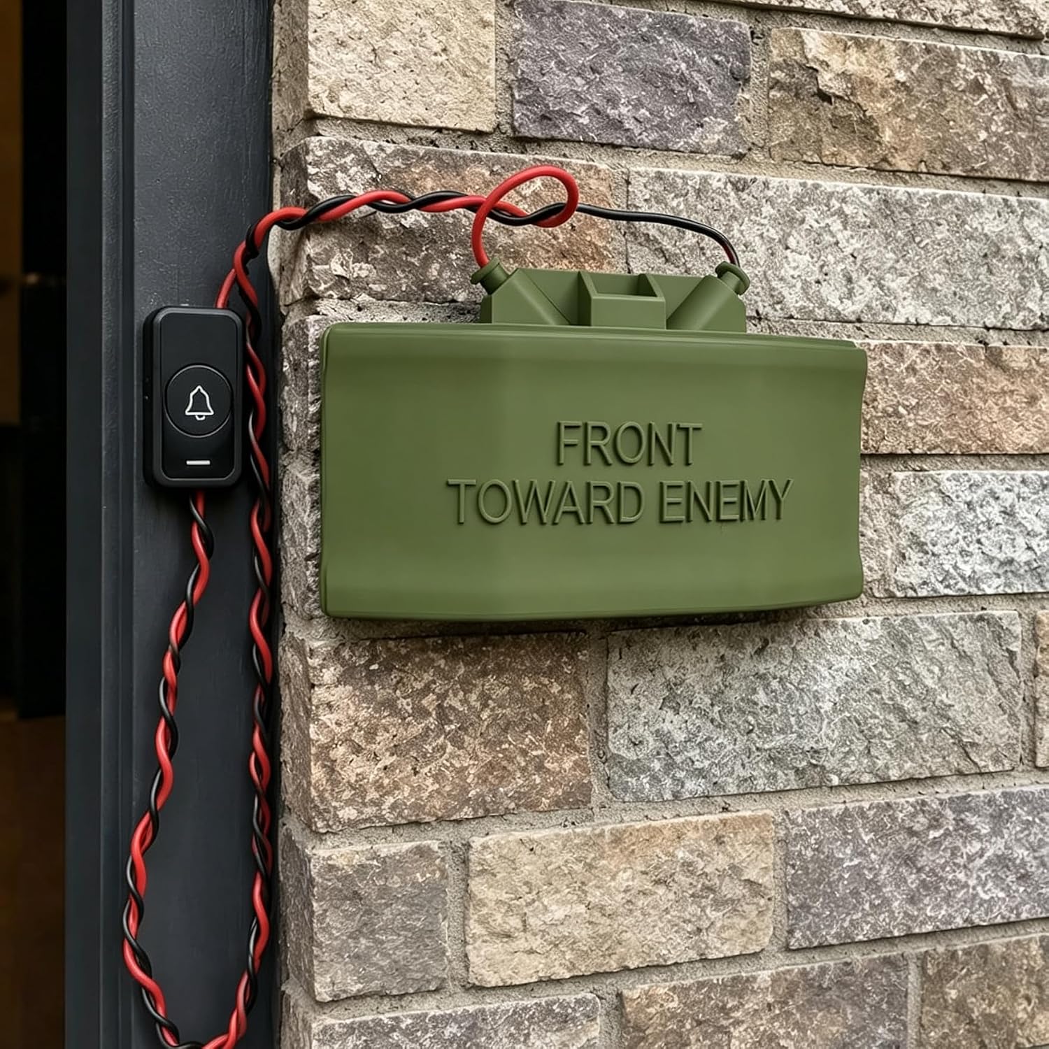 Prank Doorbell Cover Military Styled Novelty Front Door Decor for Halloween Home Party Gift
