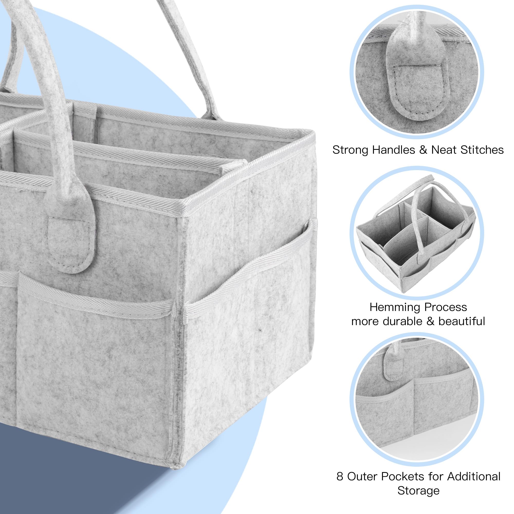 Organisateur De Couches Navaris Avec Poches - Panier Rangement Bébé, Séparateur Amovible, Doublure Hydrofuge
