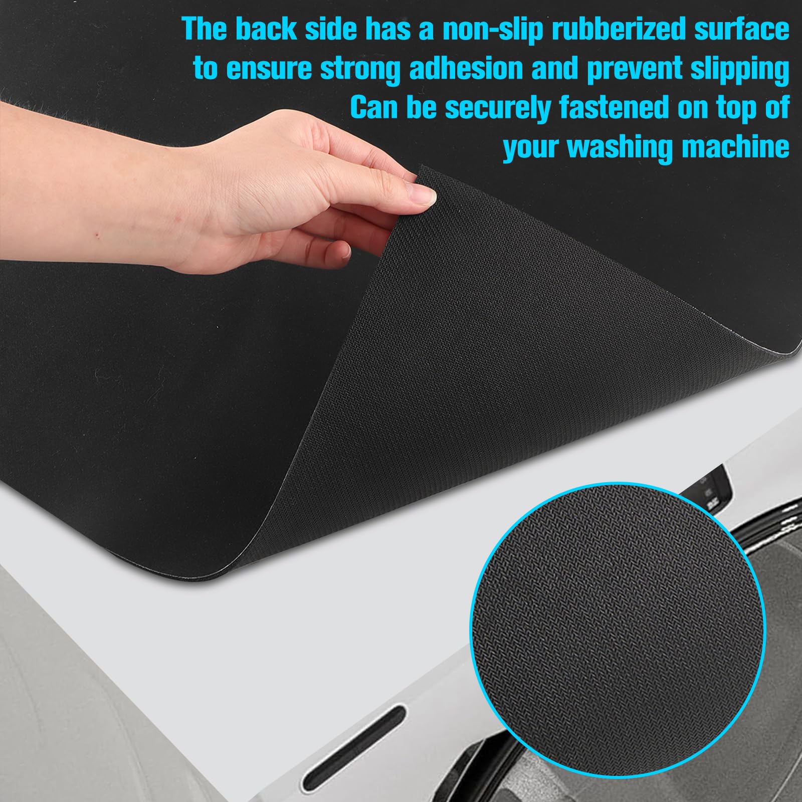 Tapis Antidérapant Protection Machine à Laver 60x60 Cm – Noir Imperméable, Anti-Poussière