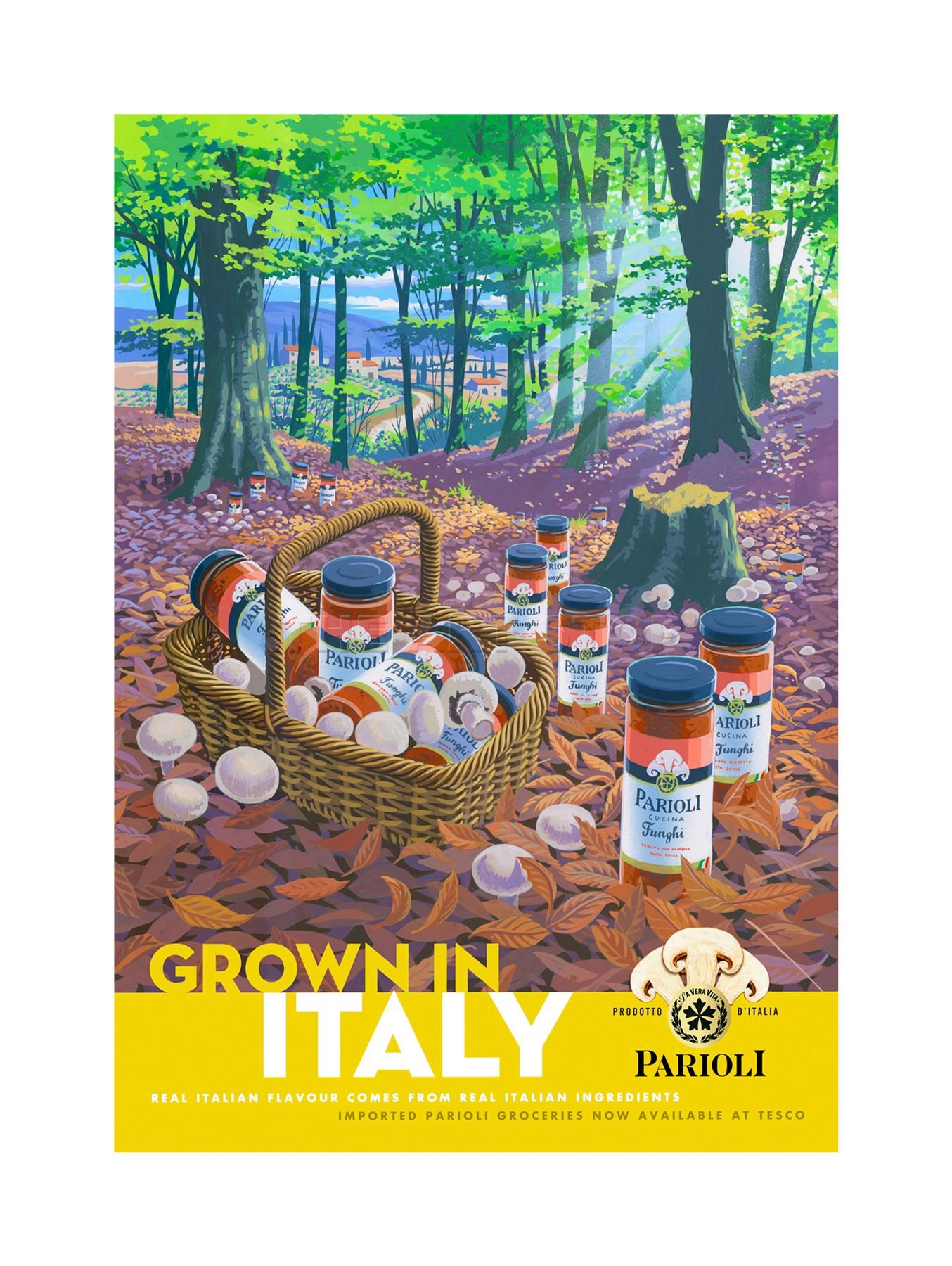 Wee Blue CooGrown Italy Parioli Funghi Wild Mushrooms Food Ad Picture Wall Art Print