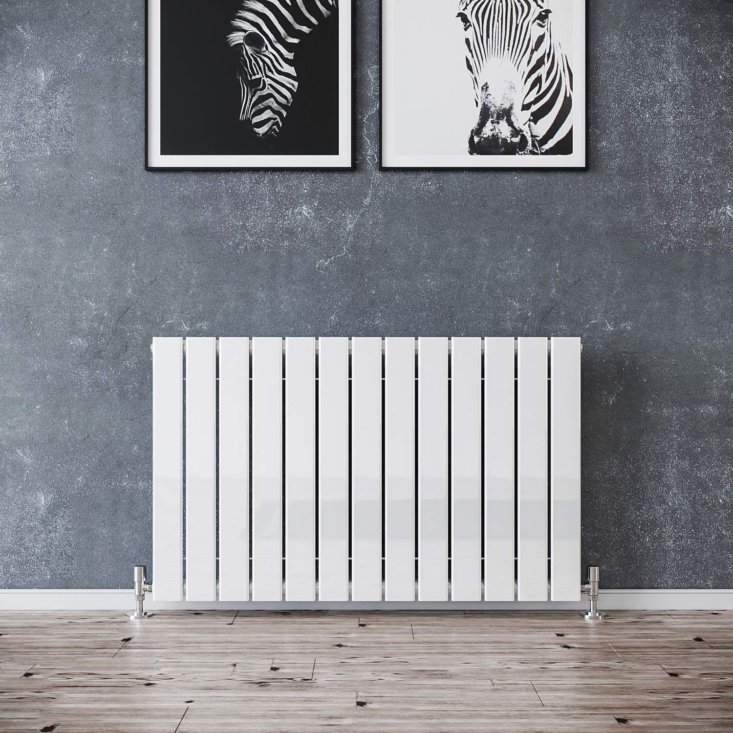 Elegant White 600 X 988 Mm Horizontal Column Designer Radiator Single Flat Panel Radiators