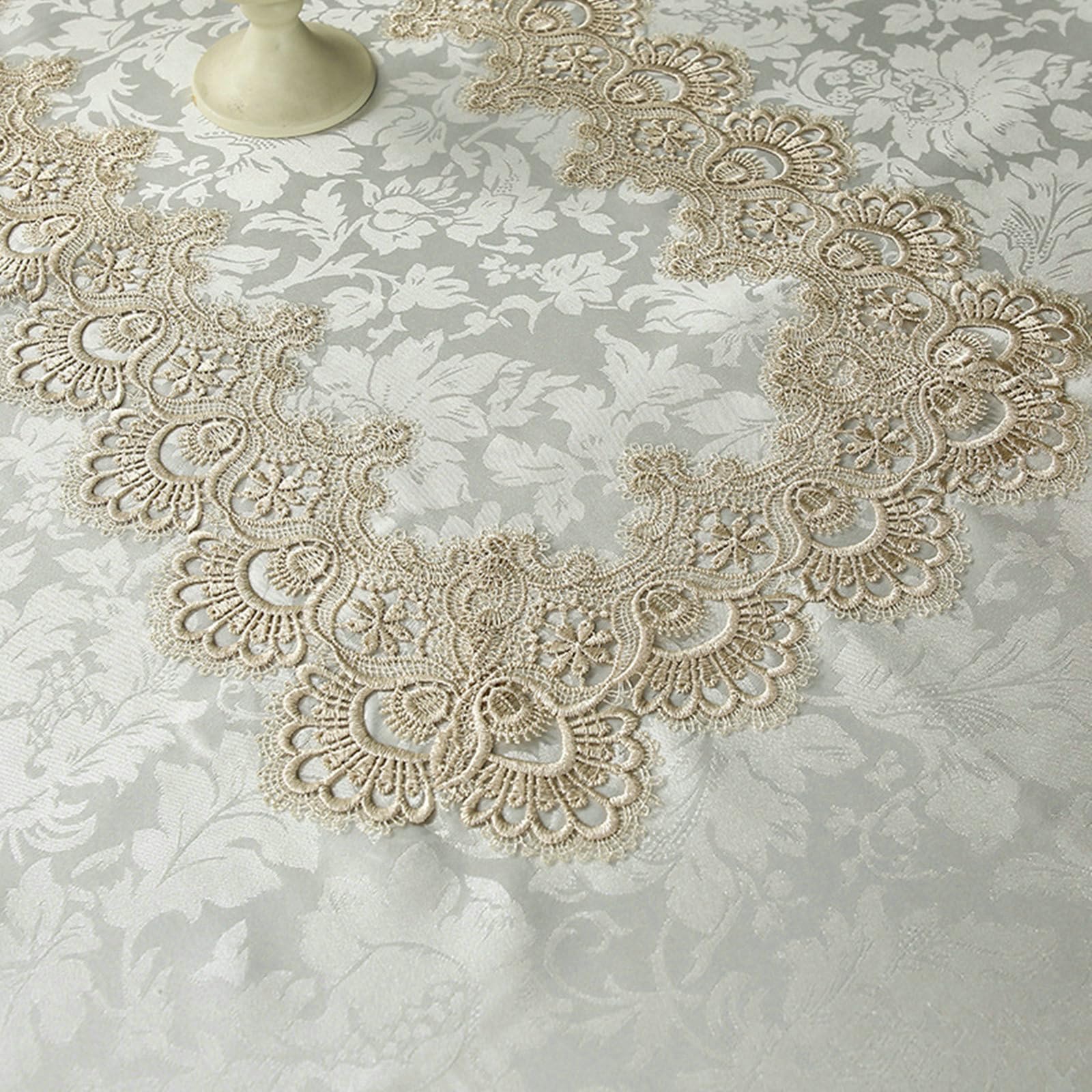 Gualiy Kwadratowy obrus beżowy 150 x 150 cm, kwiatowy żakardowy obrus