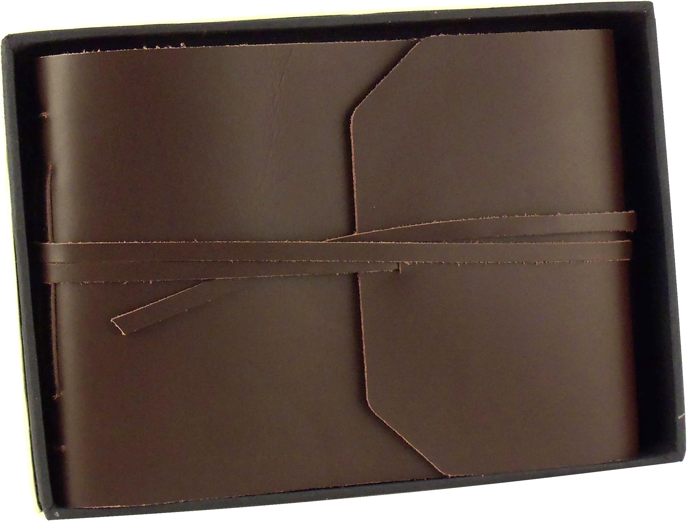 Rustic Genuine Leather Photo Album with Gift Box - Scrapbook Style Pages - Holds 100 4x6 or 5x7 Photos - 6" x 8" Photo Book