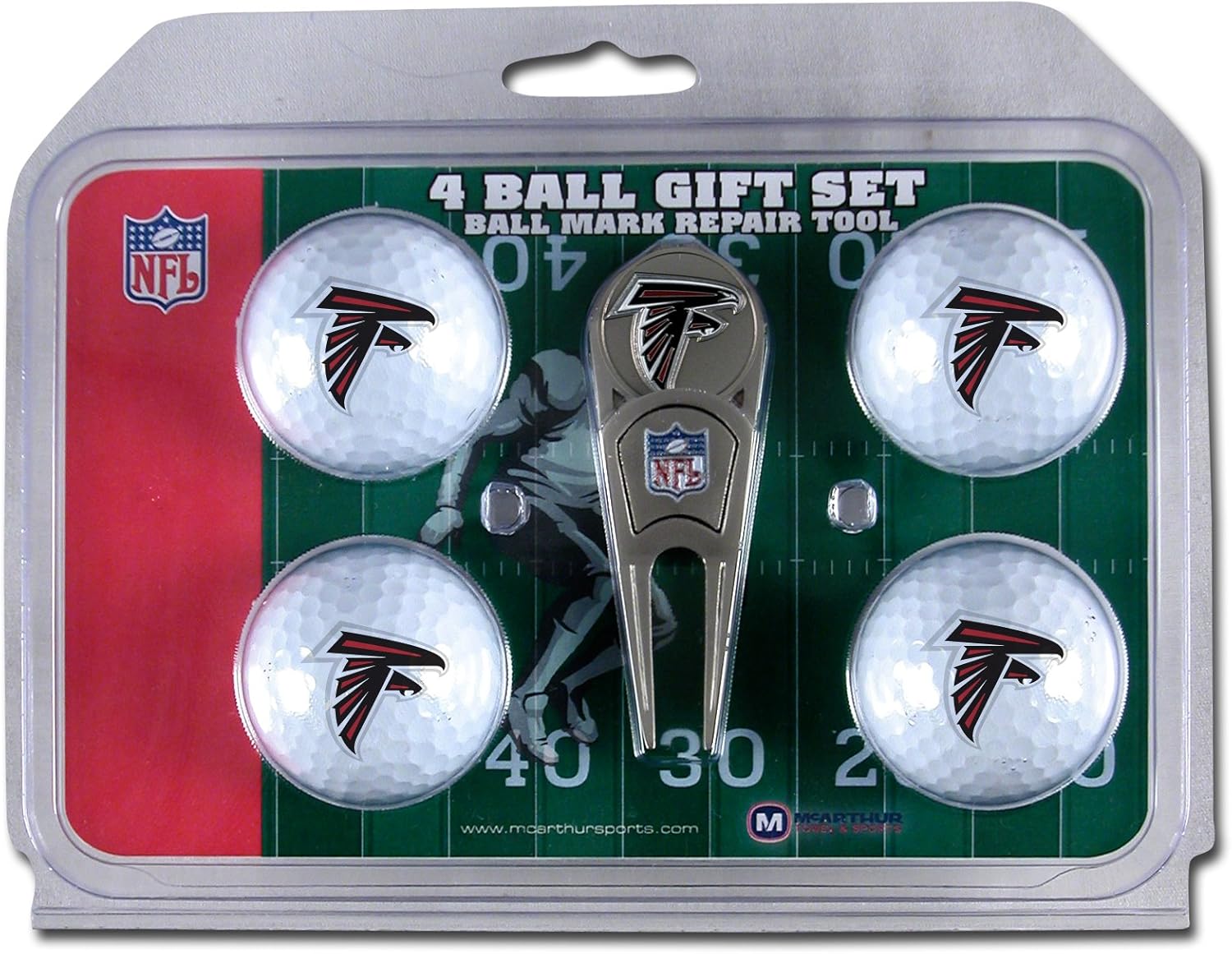 NFL Atlanta Falcons Divot Tool and 4 Golf Ball Gift Set