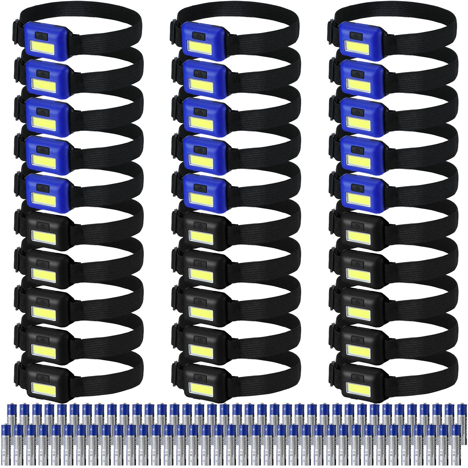 Macarrie 30 Pcs LED Headlamp Flashlight for Adults Outdoor Mardi Gras Flashlight Headlamps with Adjustable Headband Waterproof Head Lights with 3