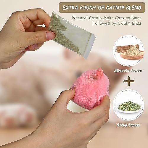 Miniatura 4 de Pelotas de juguete para gatos con sonido, juguetes para gatos con hierba gatera, 3 bolas de juguete de peluche esponjosas, juguetes interactivos