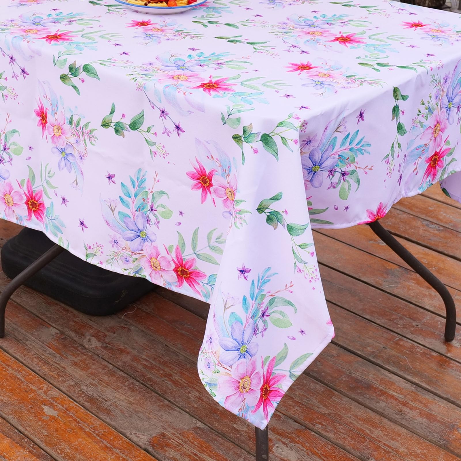 Eternal Beauty Rectangle Indoor & Outdoor Splashproof Tablecloth with Umbrella Hole and Zipper for Patio Garden Party and BBQ (152x213cm - Image 4