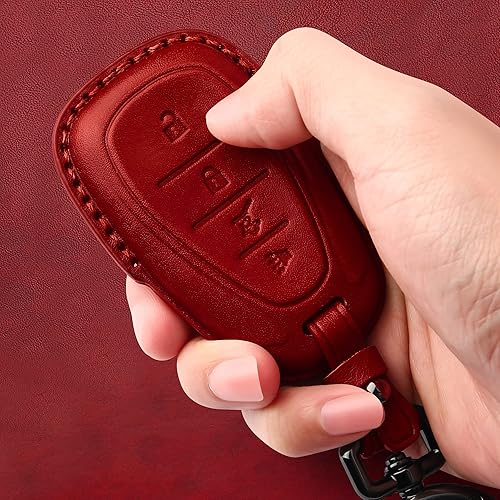 Miniatura 5 de Tukellen Compatible con funda de cuero para llavero Chevrolet, compatible con llave remota inteligente Cruze Volt Bolt Camaro Equinox Sonic Trax