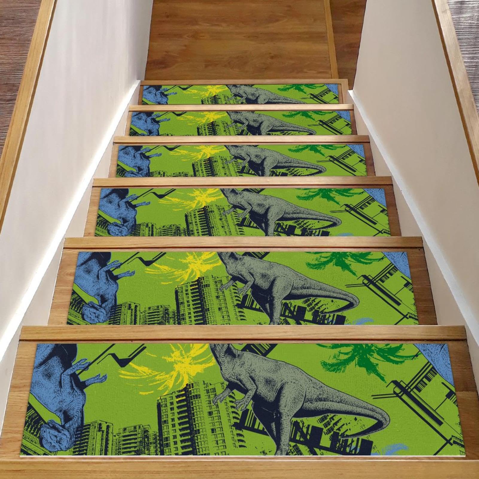 Almohadillas antideslizantes para escaleras de madera de 8 x 30 pulgadas y diseño infantil