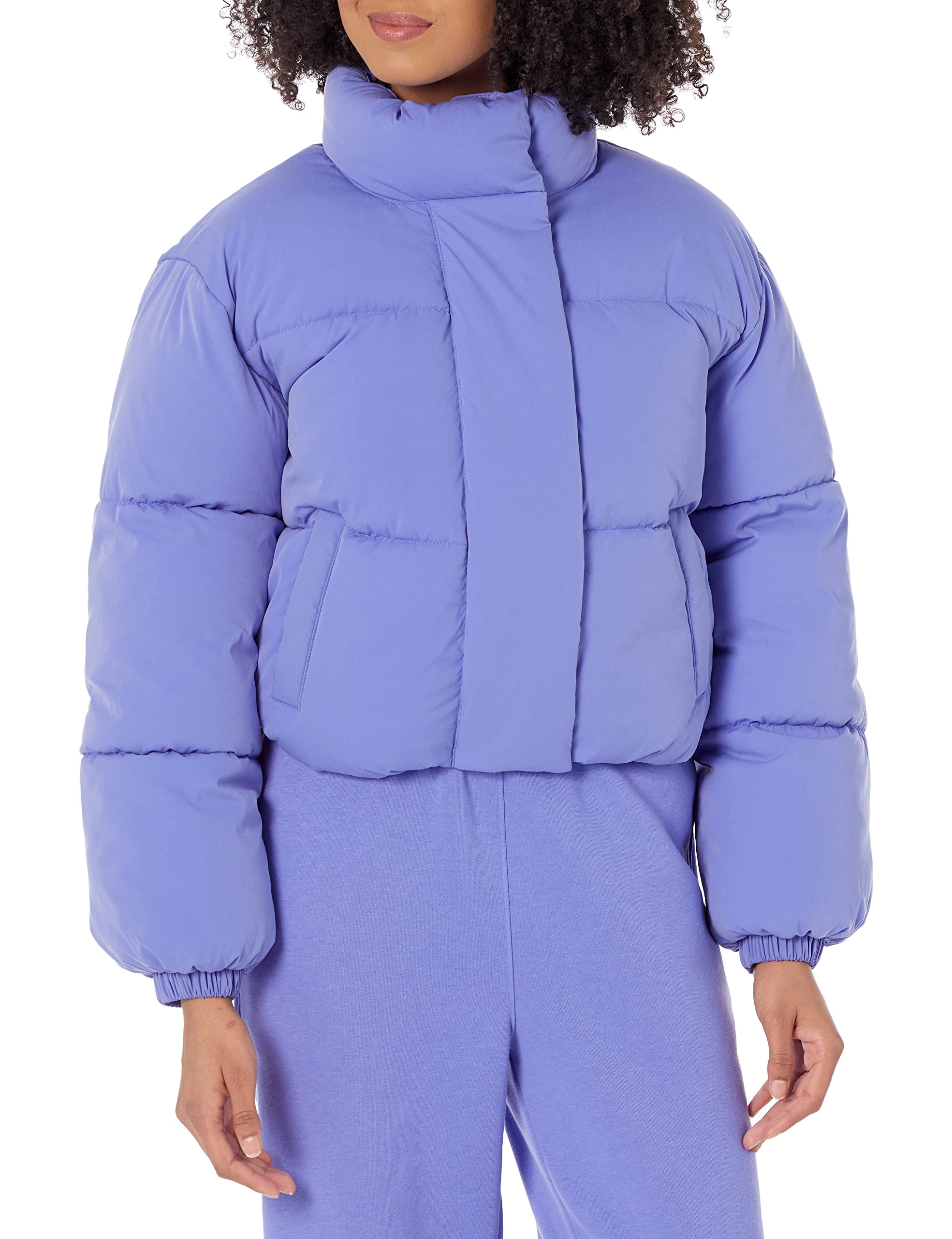 Amazon Essentials Women's Crop Puffer Jacket (Available in Plus Size), Purple Blue, X-Small