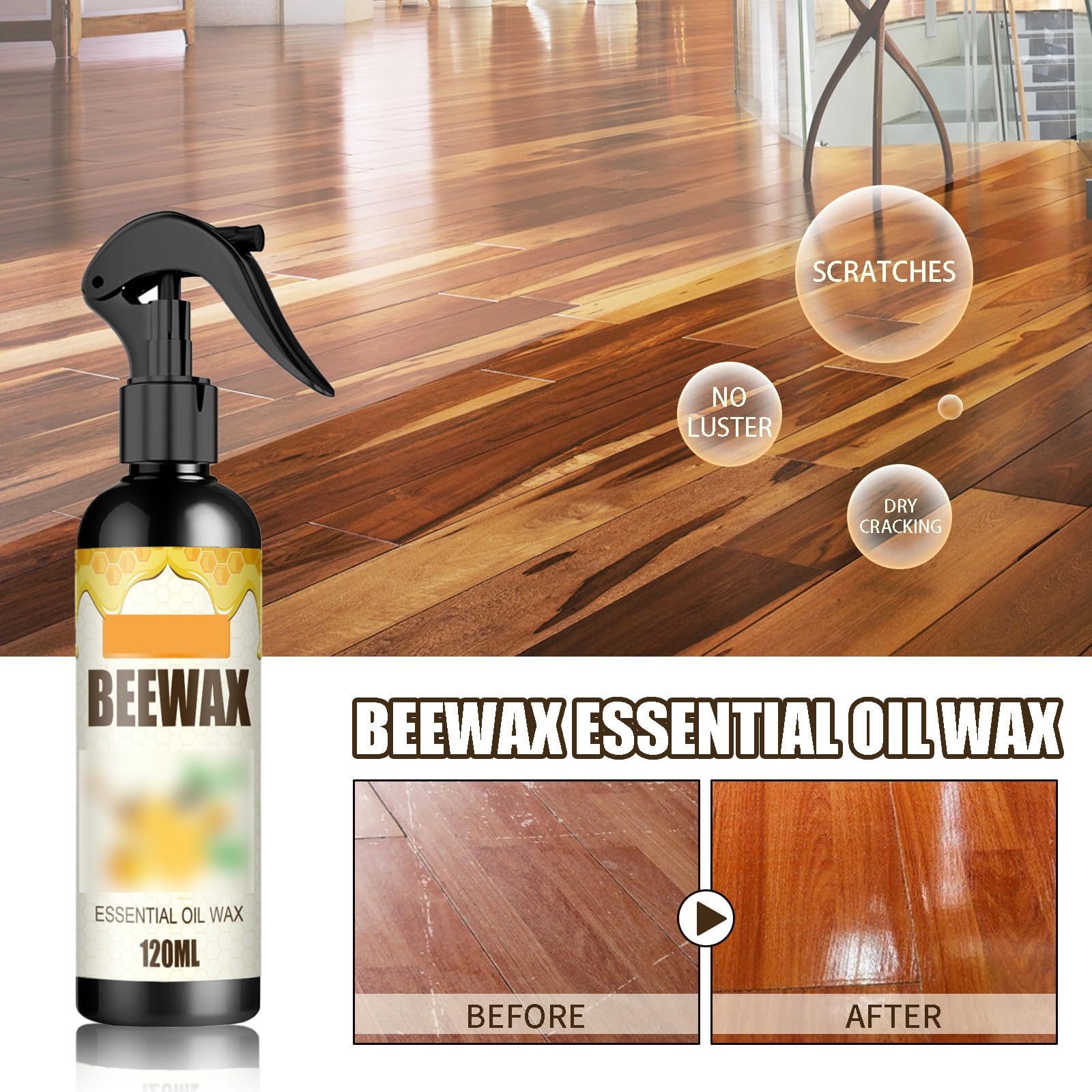 Bienenwachs Möbelpolitur,Bienenwachs Spray,Natürliches Mikromolekularisiertes Bienenwachsspray,Bienenwachsspray für Möbel,Natural Micro Molecularized Beeswax Spray,Möbelpflege Bienenwachs,120 ml (3pc)