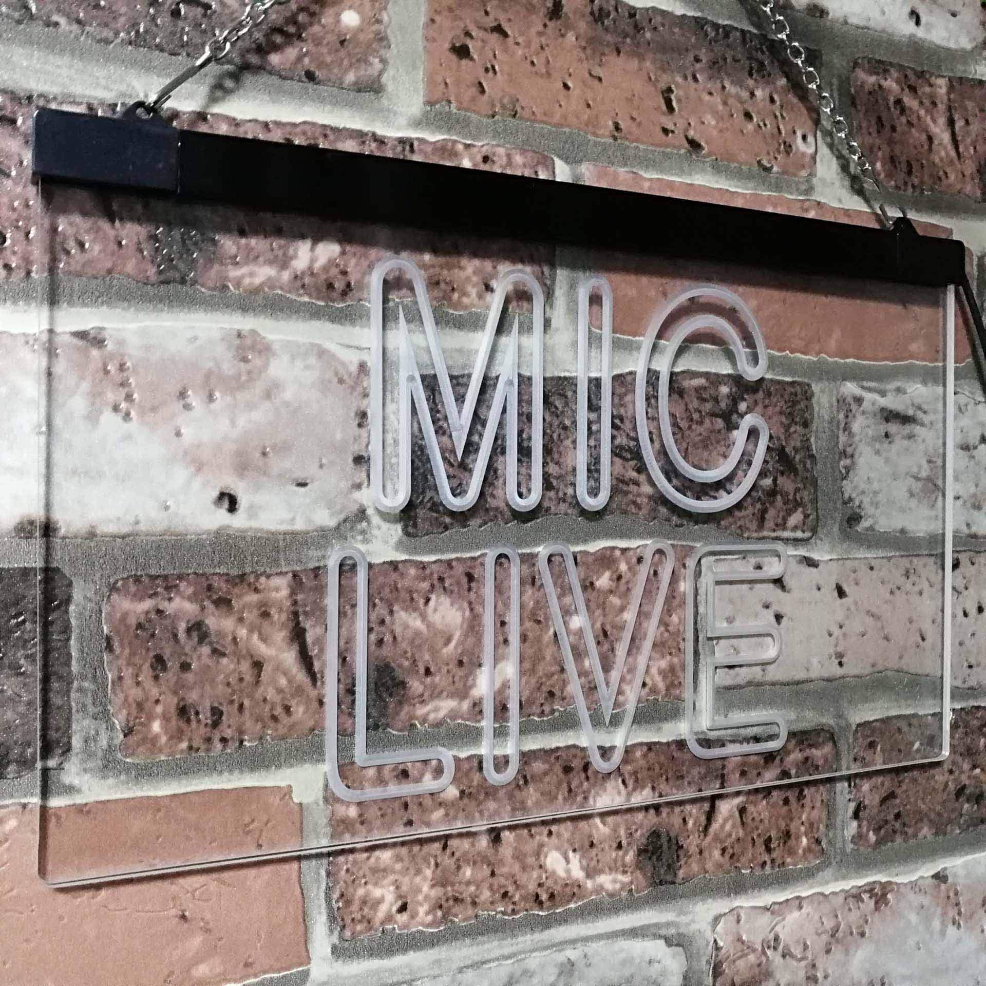 ADVPRO Mic Live On Air Studio Dual Color LED Enseigne Lumineuse Neon Sign Vert et Jaune 600 x 400mm st6s64-i3090-gy