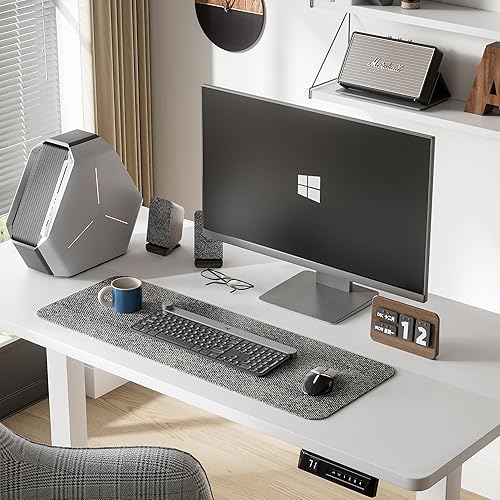 Vista 47 de Furmax Escritorio eléctrico de pie, escritorio ajustable de altura de 55 x 24 pulgadas con ruedas extraíbles, escritorio para computadora de oficina
