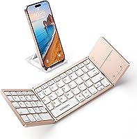 Vista 19 de Samsers Teclado Bluetooth plegable multidispositivo con panel táctil recargable de modo dual (2.4 G+BTx2) teclado inalámbrico con soporte, teclados
