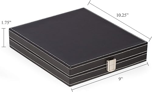 Miniatura 4 de Bey-Berk Juego múltiple de cuero negro con costuras en contraste. Incluye ajedrez y backgammon con piezas de juego boscosas y taza de dados, juego