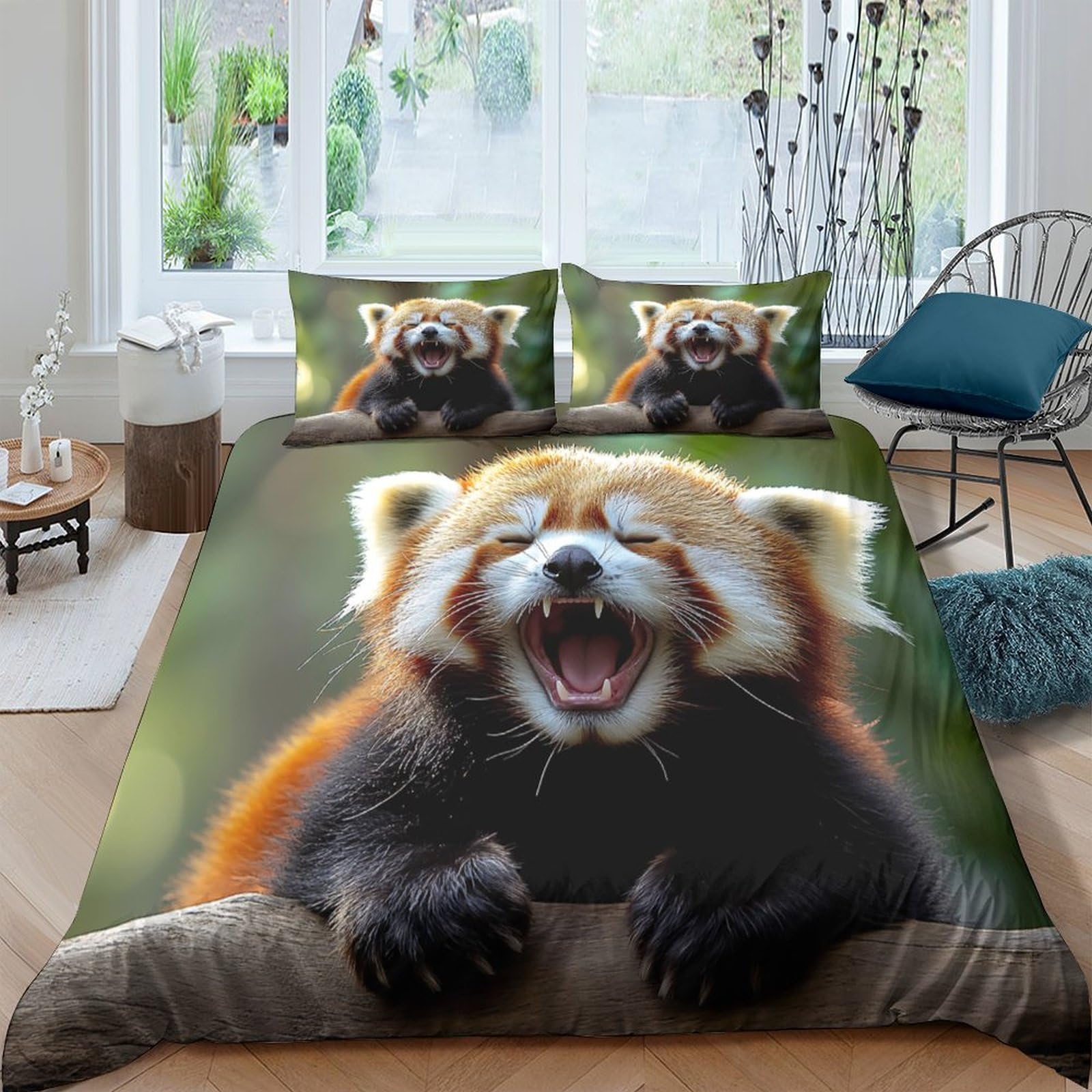 Parure de lit hypoallergénique imprimé 3D panda 260x220 cm ultra confortable