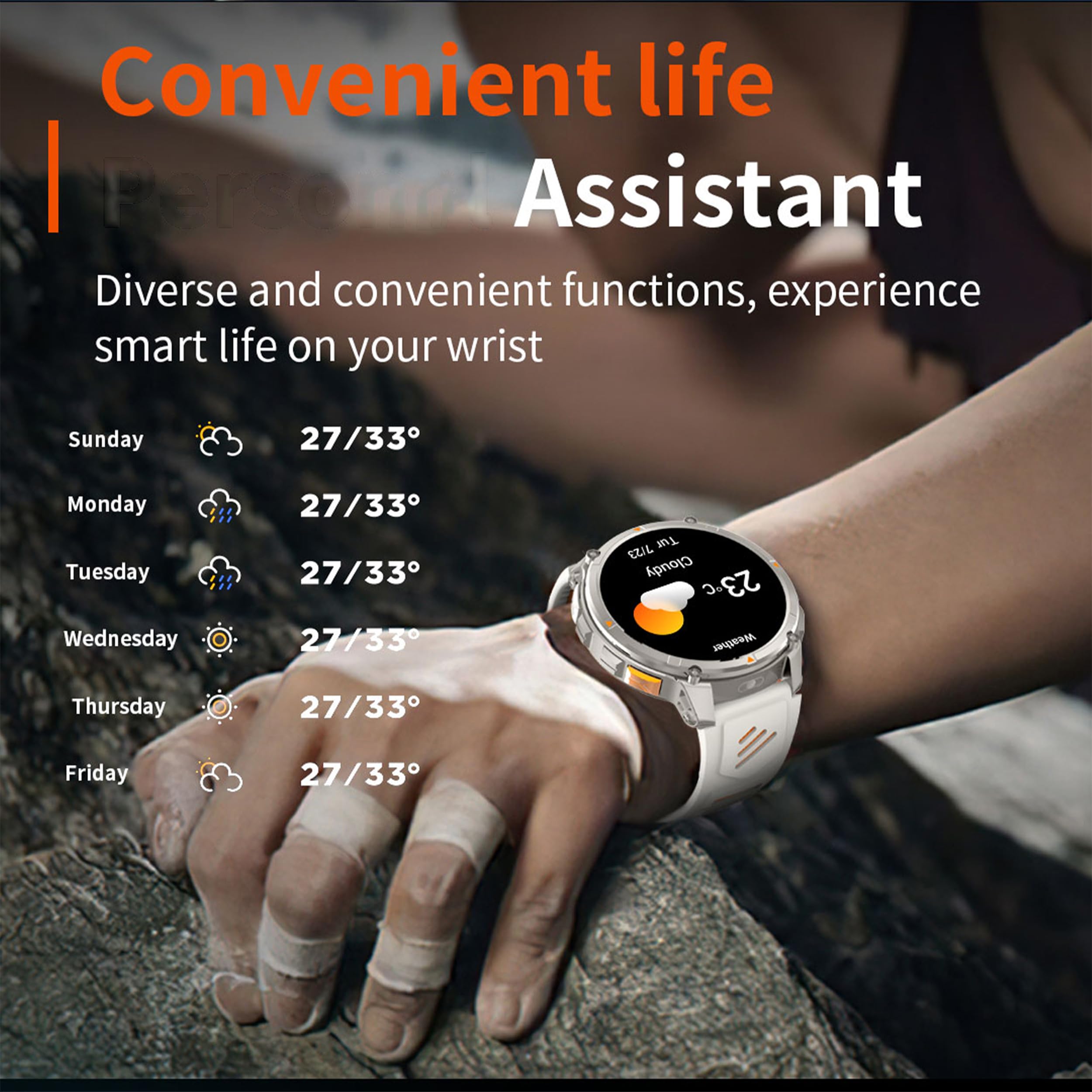 Reloj Inteligente Hombre con Llamadas, 1,7 Pulgada Smartwatc Hombre Deportivo con Podometro Pulsometro SpO2 Sueño Presion Arterial Actividad IP68 Reloj Digital para iOS Android (Plateado)