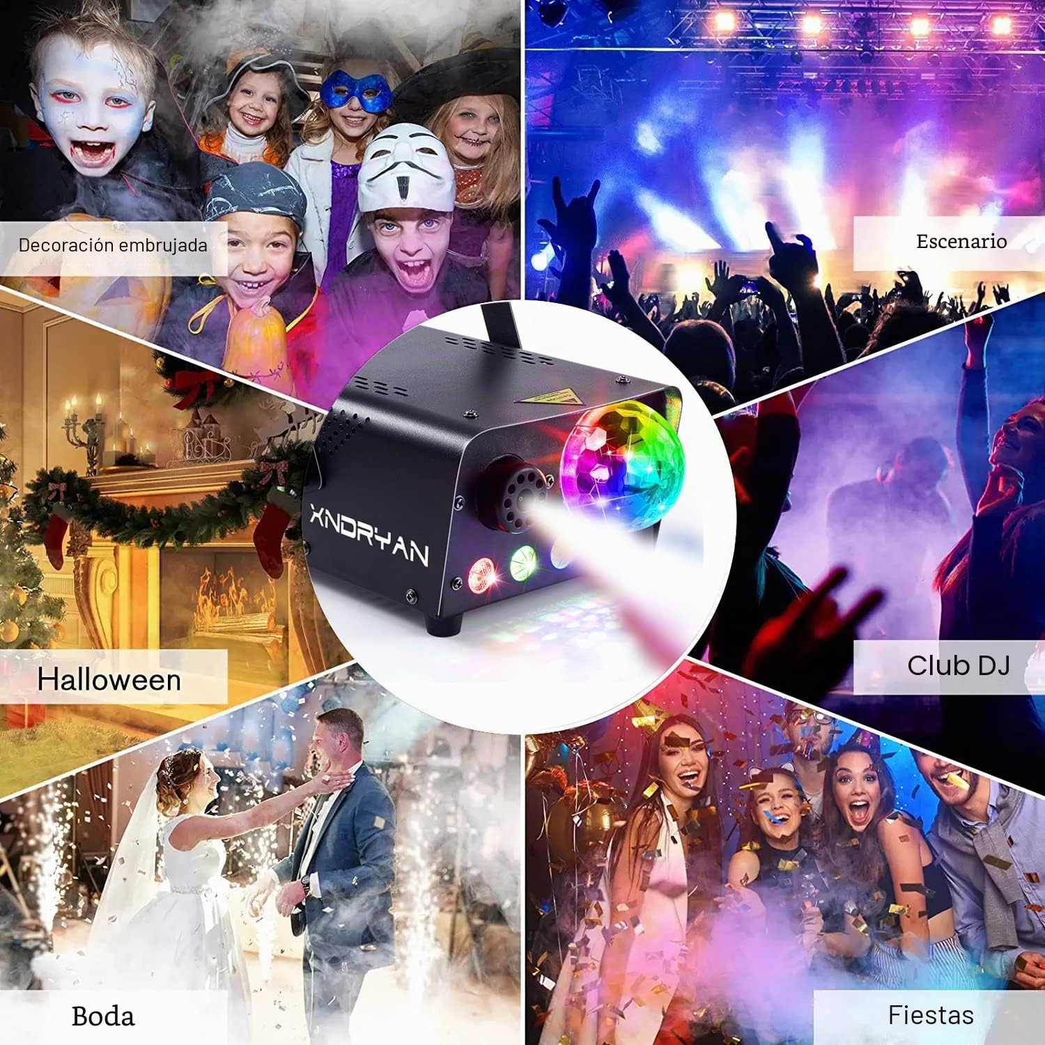 Máquina de Niebla, Máquina de Humo Profesional de 600W para Fiestas con Luz de Bola de Disco – Máquina de Humo de Etapa RGB LED 2500CFM de Gran Efecto para Fiestas, Bodas, Navidad, Discotecas DJ