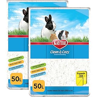 Kaytee Clean & Cozy White Paper Bedding, Made for Small Animals, 100 Liters, Pack of 2