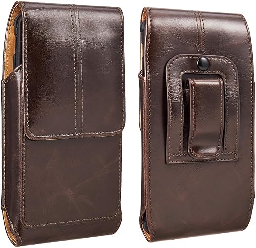 Funda para cinturón para iPhone Xs Max 11 Pro Max, funda vertical de cuero de alta calidad para el iPhone 7 Plus 8 Plus 6S Plus, Marrón
