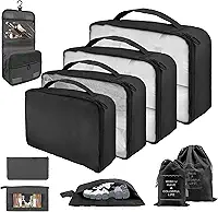 KIT 10 Organizador de Malas para Viagem: Kit Completo de Organização - Inclui Bolsa Organizadora e Necessaire Feminina-Organizadores de Bagagem para Viagem-VANOVA (PRETO)