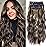 Clip in Hair Extensions, 20 Inches Wavy Synthetic Hair Extensions Clip ins, Long and Soft, for Women and Girls (Medium Brown Mixed Bleach Blonde)