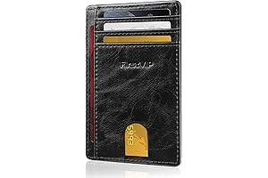 Slim RFID Blocking Minimalist Leather Wallet for Men and Women