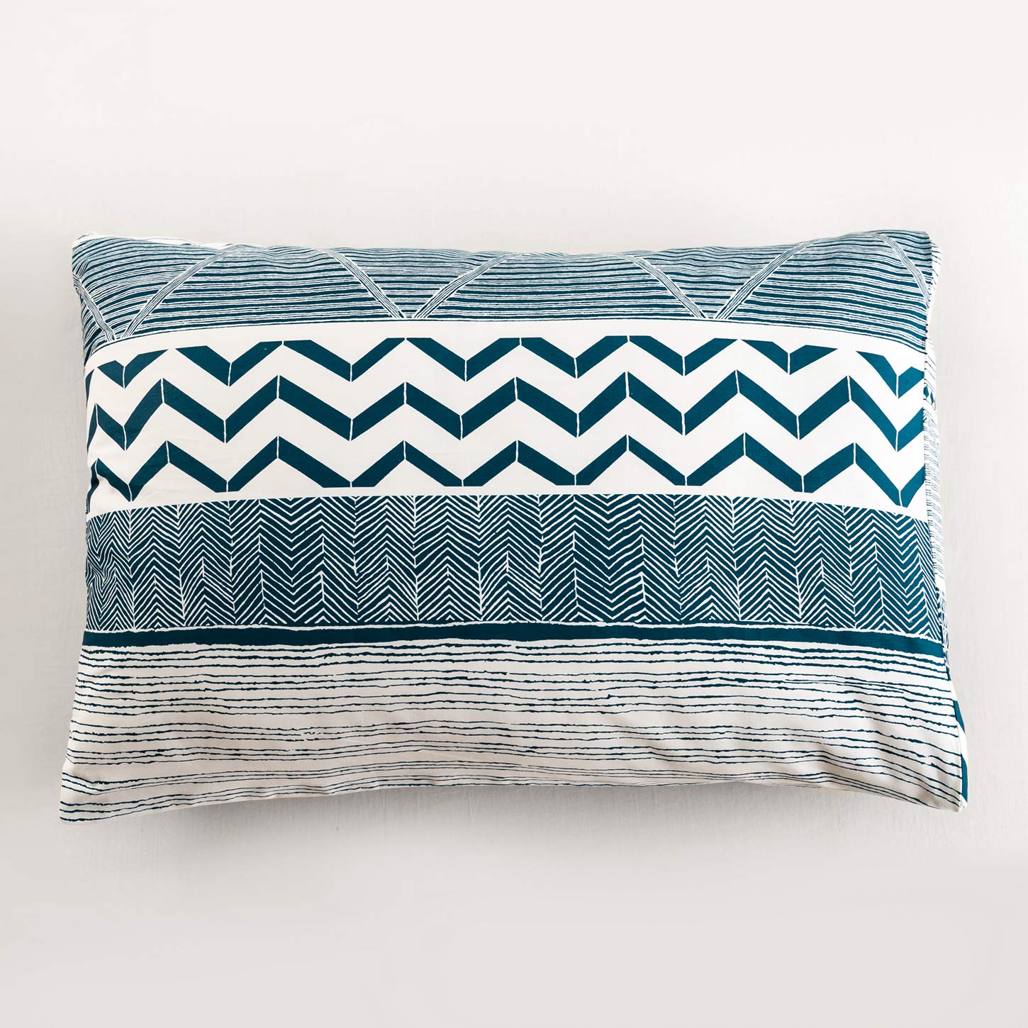 SUSYBAO 100% cotone federe king size set di 2 federe blu azteco stampa geometrica cuscino copertina chiusura a busta cuscino di lusso morbido traspirante confortevole durevole 50,8 x 91,4 cm