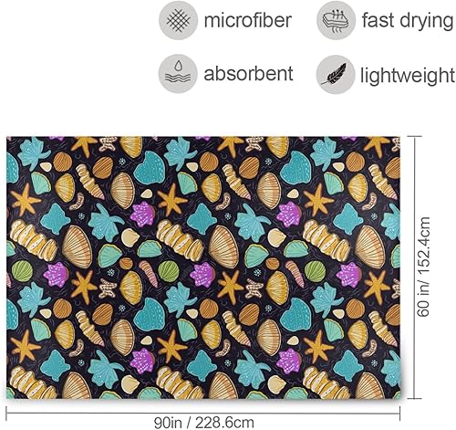 Miniatura 3 de Colorful Seashells on Black Background Flannel Throw Blanket for Adults Kids, Microfiber Spring Blanket for Bedroom Bedroom Travel, 60x90 Inches