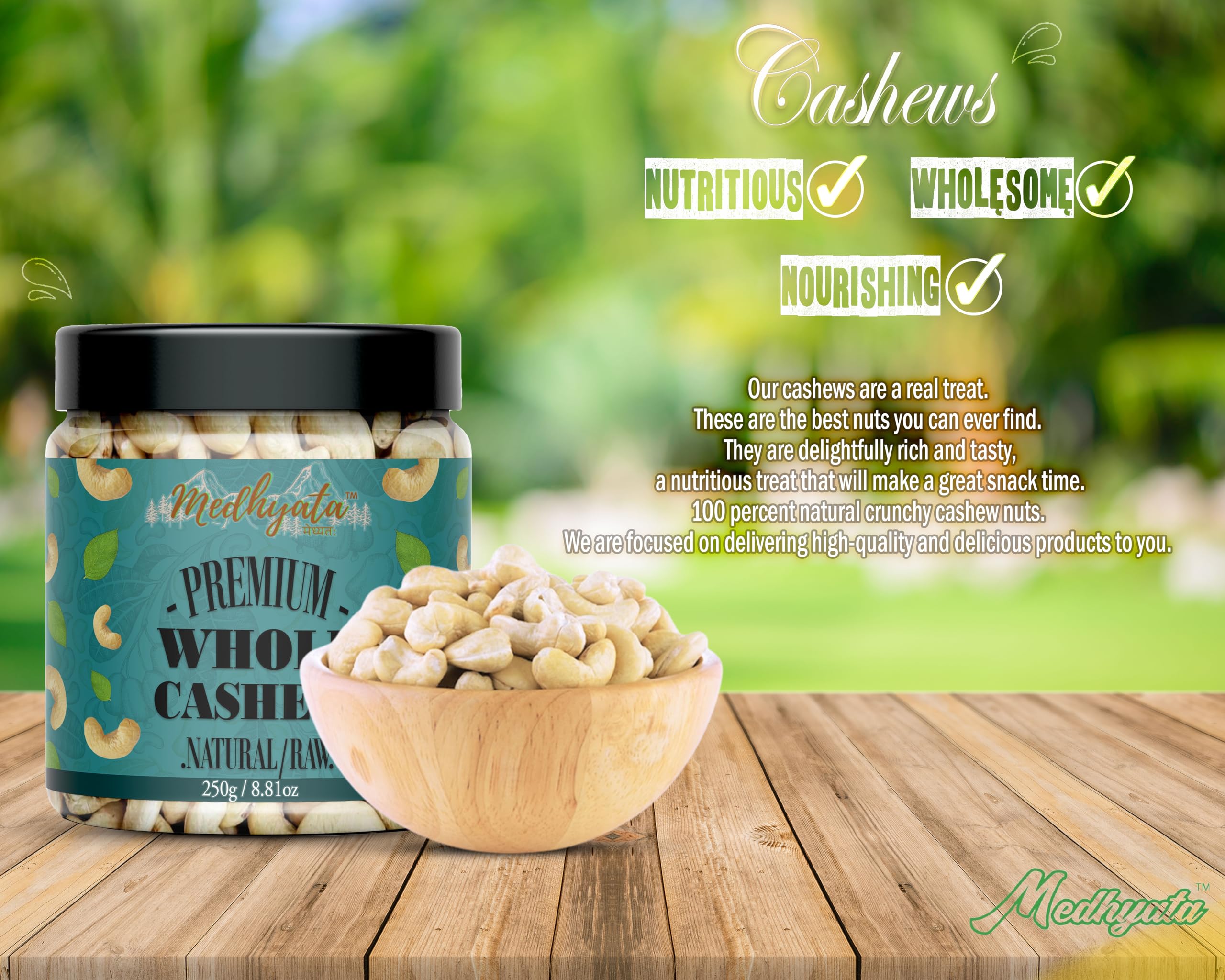 Medhyata 100% Natural&Crunchy Premium Whole Cashews 1 Kg (W320) Nutritious&Delicious Nuts, Premium Kaju Nuts|Gluten Free|Source Of Minerals&Vitamins|Dry Fruits (Jar Pack) (Packing May Differ) - Image 4 thumbnail