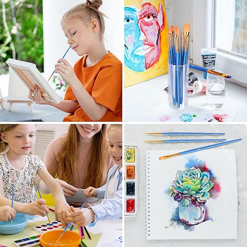 Miniatura 2 de Juego de pinceles de pintura, 20 pinceles negros y azules para pintura acrílica, pinceles de acuarela para niños, pincel de pintura de huevo de