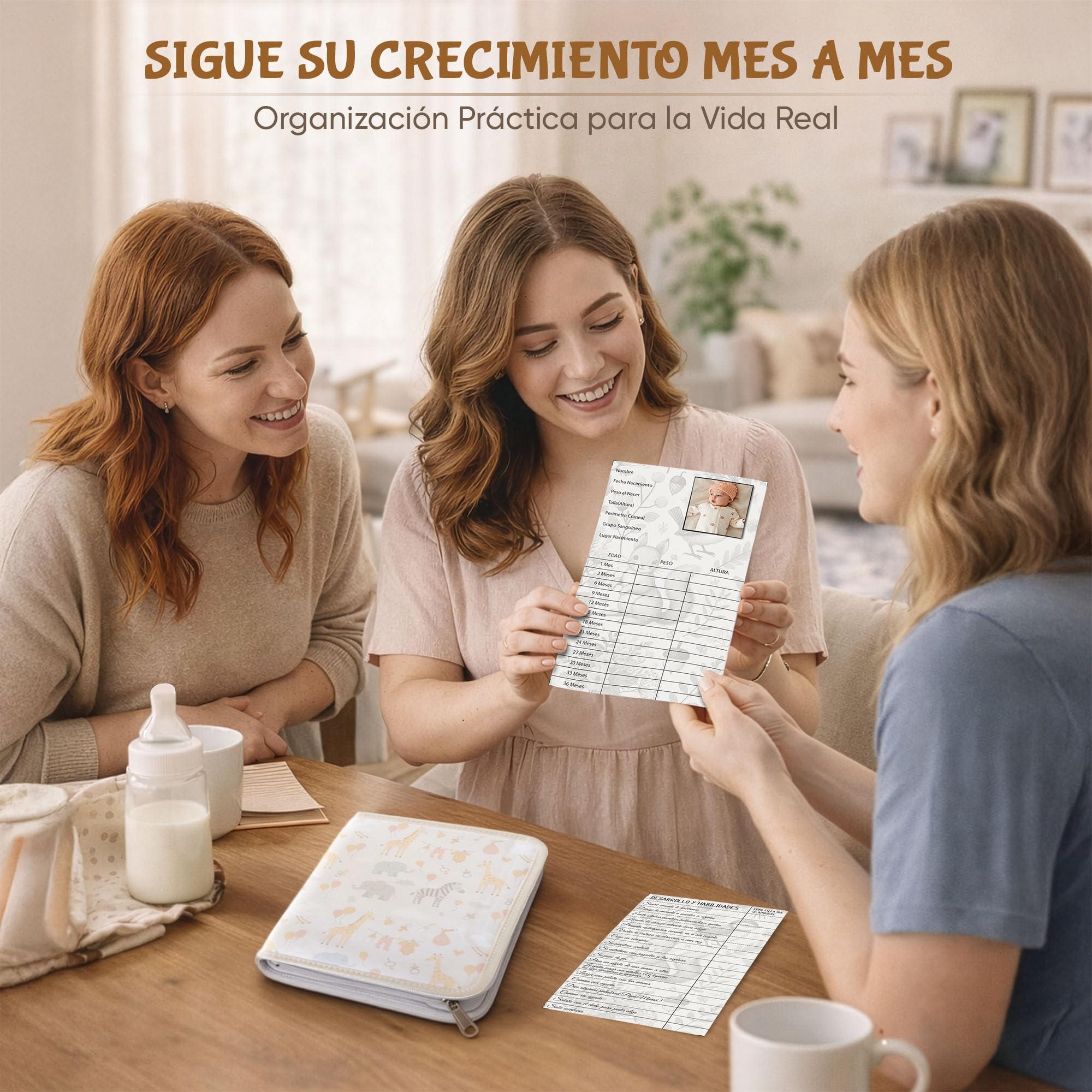 Portadocumentos Bebé para Cartilla Sanitaria con Tarjetas de Crecimiento y Primeros Logros, Carpeta y Porta Documentos Bebé, Funda Libro de Salud, Regalo para Baby Showers — view 6