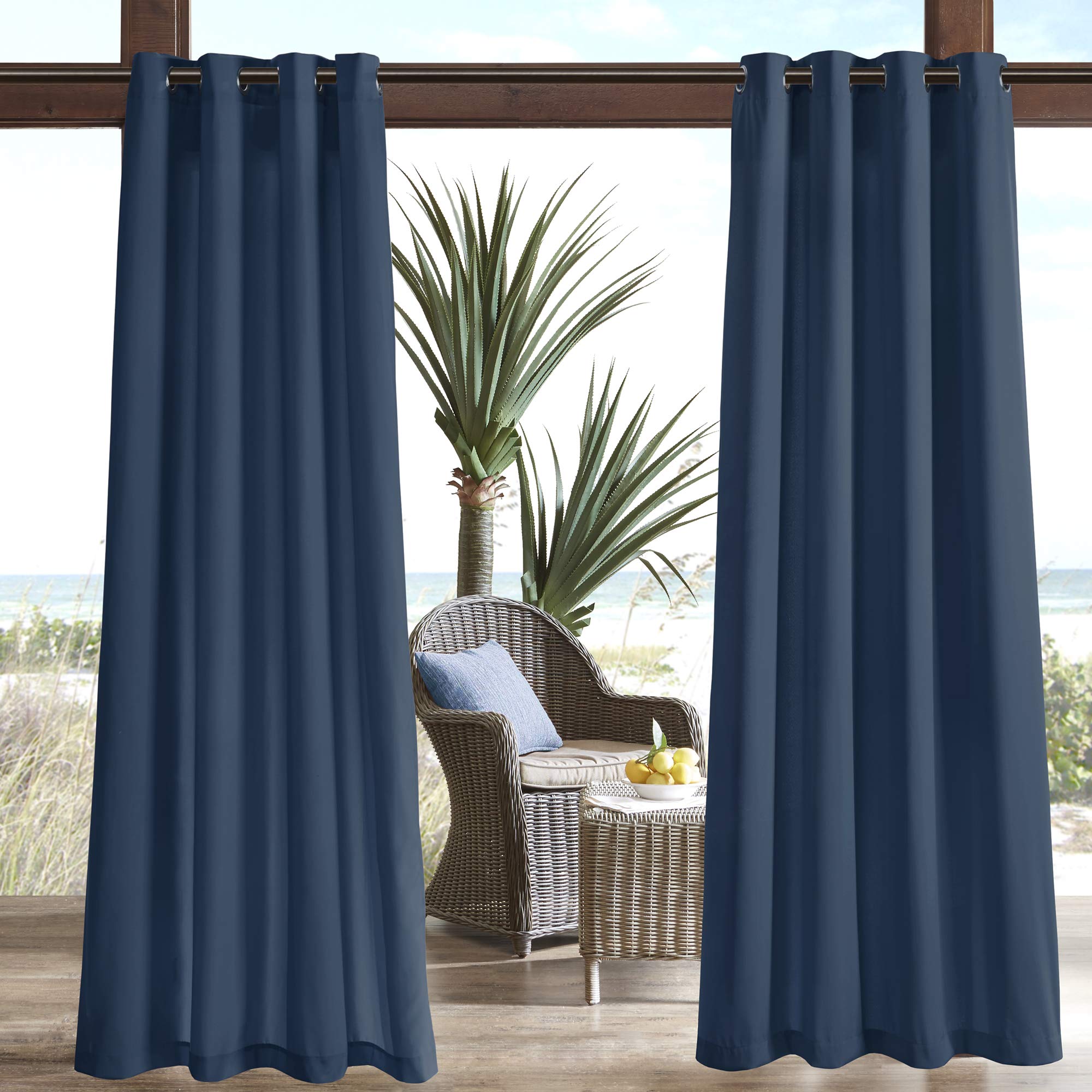 Madison Park Pacifica Solid 3M Scotchgard Outdoor Navy 84" Panel, 54 in x (W x L)