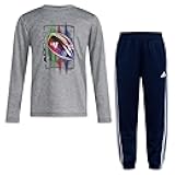 boys 2-piece Long Sleeve Poly Mélange Tee and Joggers Set