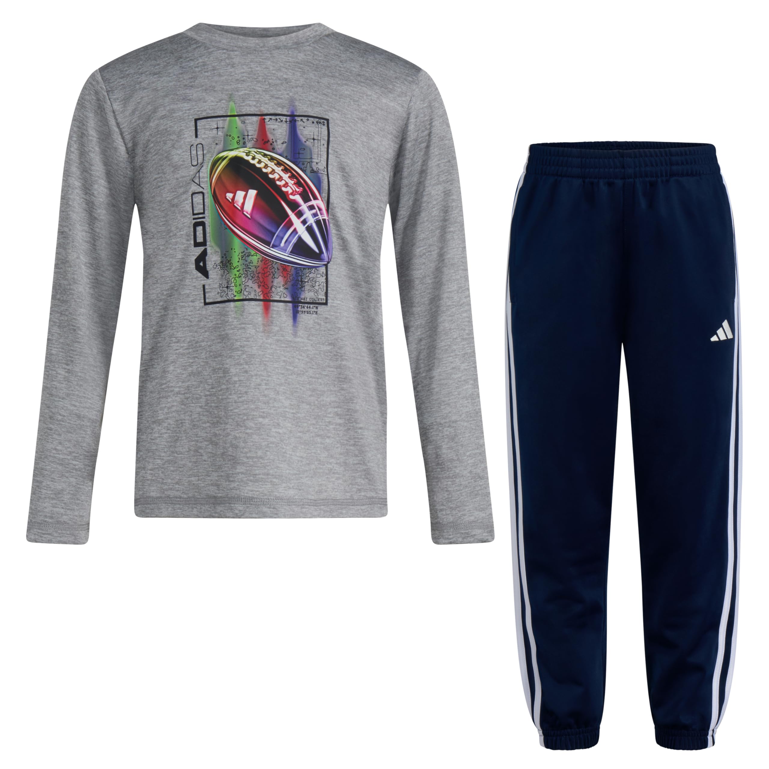 adidas Boys 2-piece Long Sleeve Poly Mélange Tee and Joggers Set