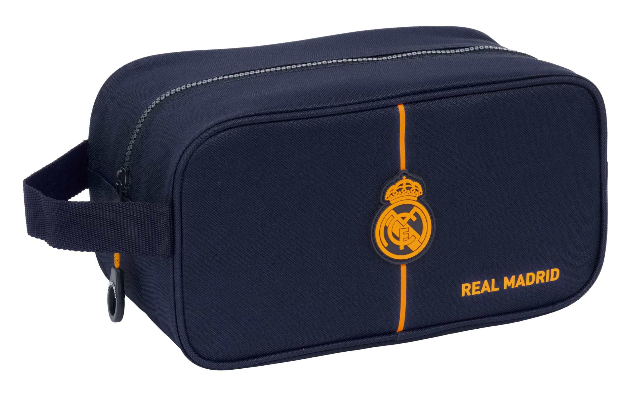 SAFTA Real Madrid 2ª EQUIPACIÓN 24/25 - Zapatillero Mediano, Multiusos, Portatodo, Deporte, Extraescolares, Fútbol, Cómodo y Versátil, 29x14x15 cm, Color Azul Marino