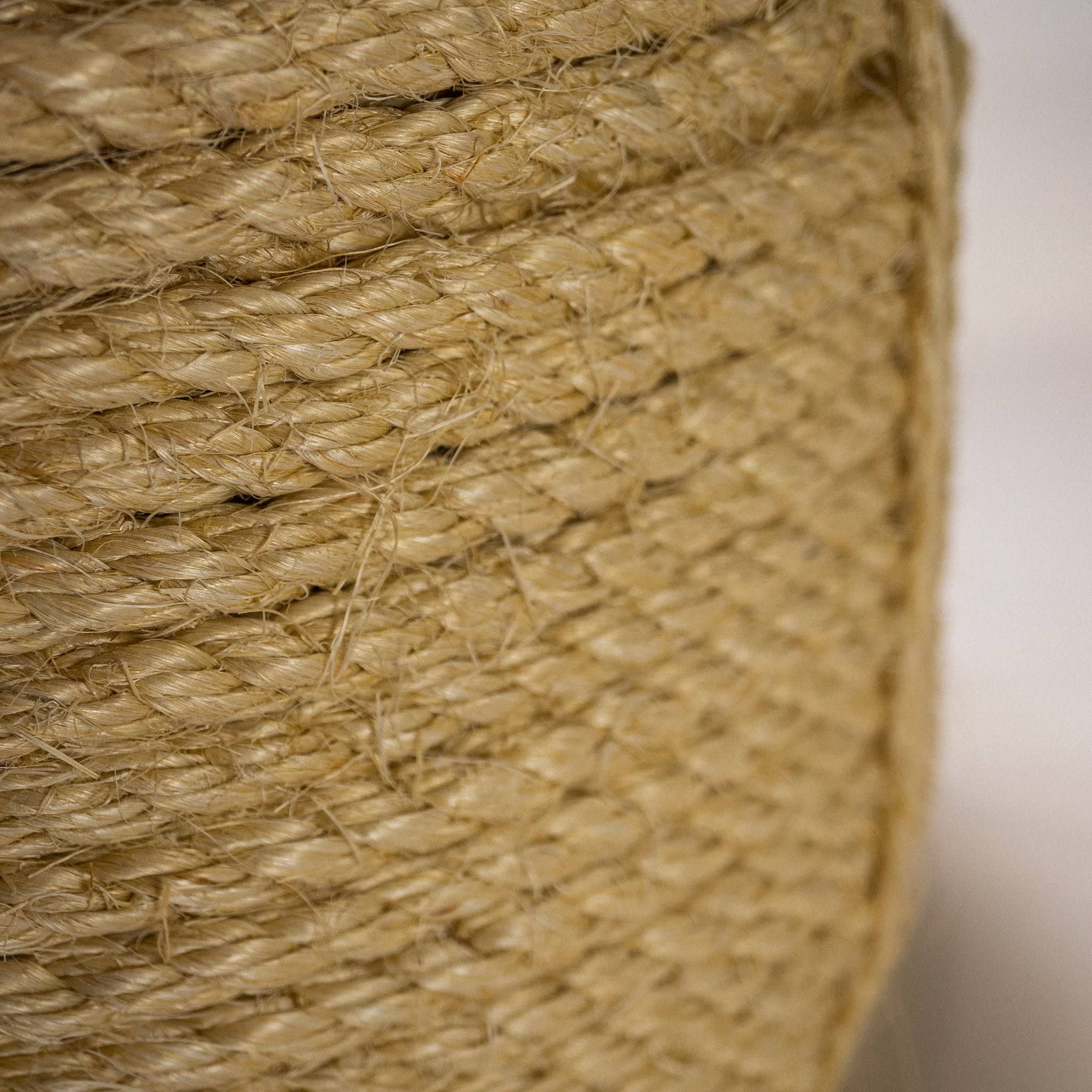 Natural Sisal Rope - 3 Strand Twisted, 1/4 Inch X 300 Feet For Cat Scratching Posts & DIY Pet Projects