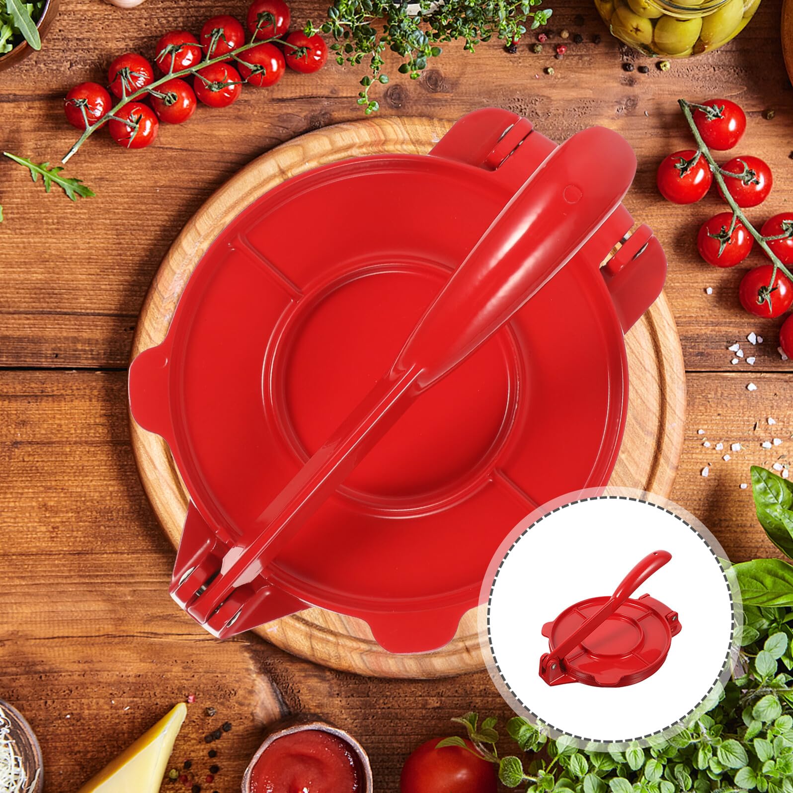 DOITOOL Prensa para Tortillas de Harina 16,5 Cm Aluminio Rojo Máquina para Hacer Tortillas de Masa Acero Profesional Cocina Doméstica Utensilio de Preparación de Alimentos