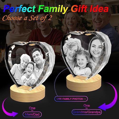 Miniatura 2 de RUIOU Foto de cristal 3D, regalos de cumpleaños personalizados para el día de San Valentín, regalos de cumpleaños para ella, él, mamá, mujeres,