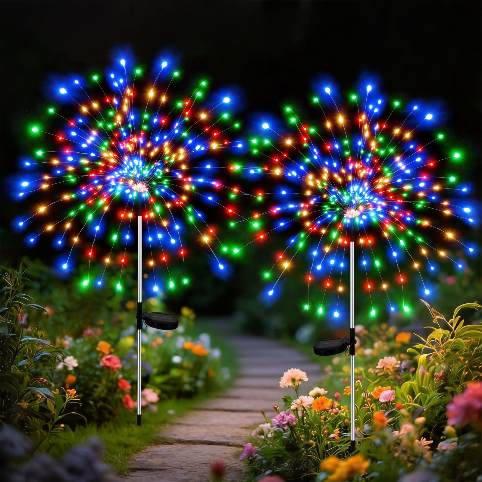 ELOUYCKE 2-Pack Solar Garden Lights 300 LED