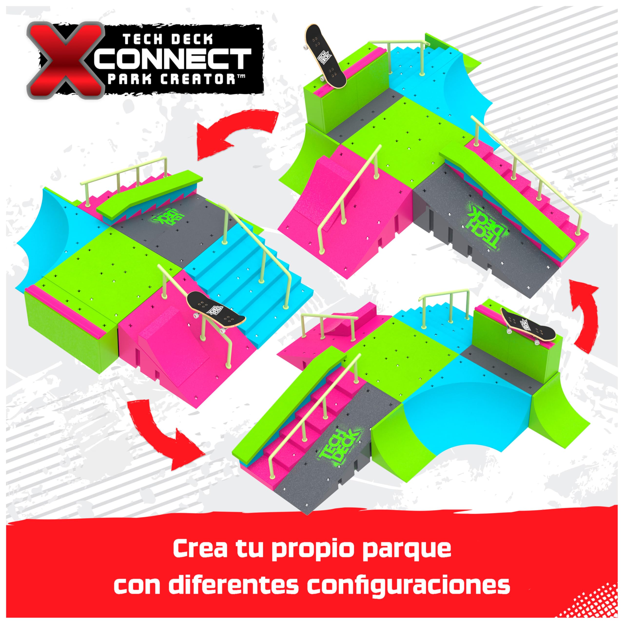 Tech Deck - Finger Skate Park con 2 Fingerboard | Auténticos Skate Dedos 96 Mm Personalizables | Juguete Niño 6 Años O Más | Juguetes para Niños De 6 Años O Más Brilla En La Oscuridad