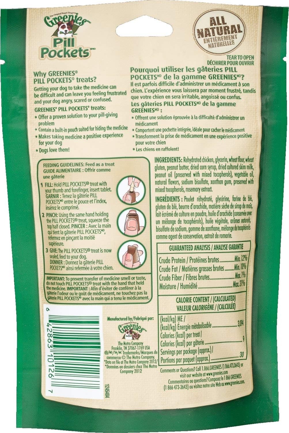 Greenies Peanut Butter Dog Pill Pockets for Tablets 1.2Lbs (6 x 3.2oz)