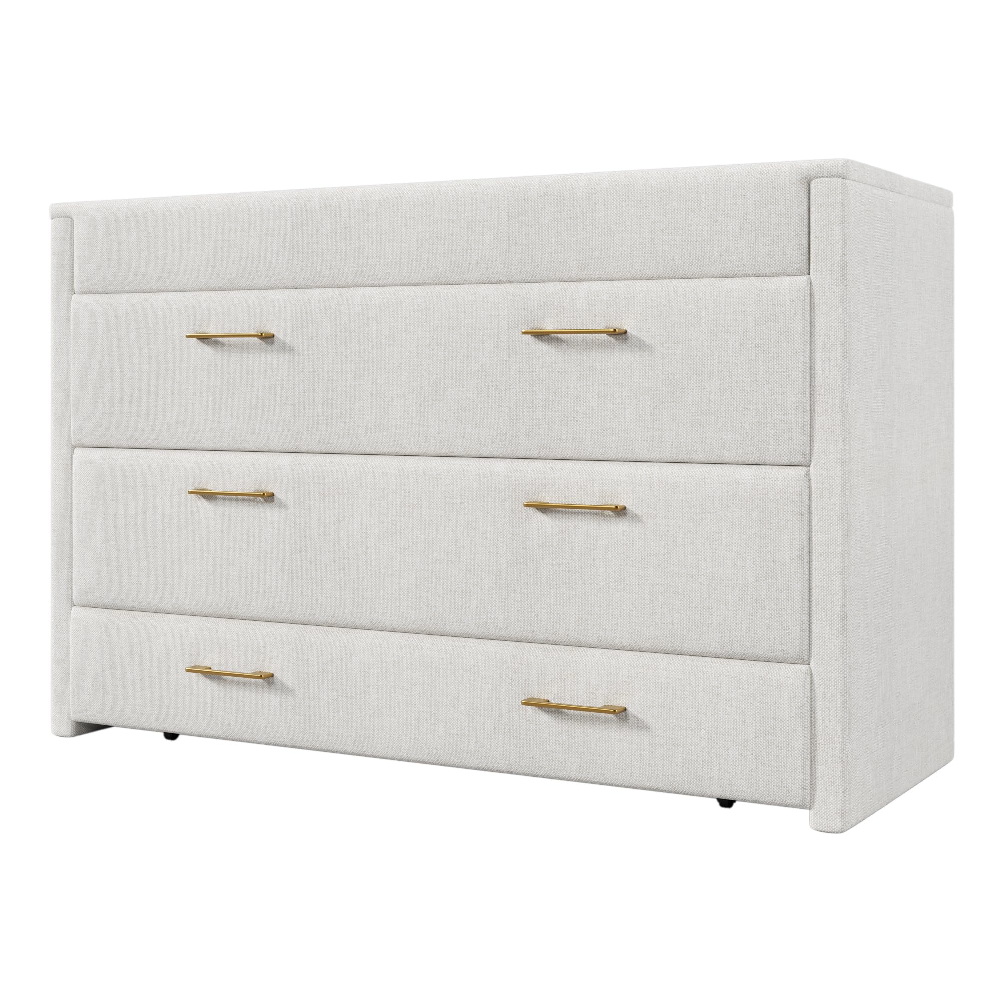 Armario cama de 140 x 200 cm, con un cajón, cama móvil con compartimento de almacenamiento junto a la cama, con conexiones USB y tipo C, cama con plataforma convertible, sin colchón, lino