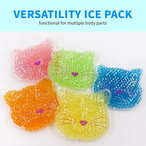 Miniatura 6 de Paquete de 5 unidades de hielo Boo Boo, paquete de hielo reutilizable para niños, reducción de fiebre auxiliar, paquete de frío caliente para