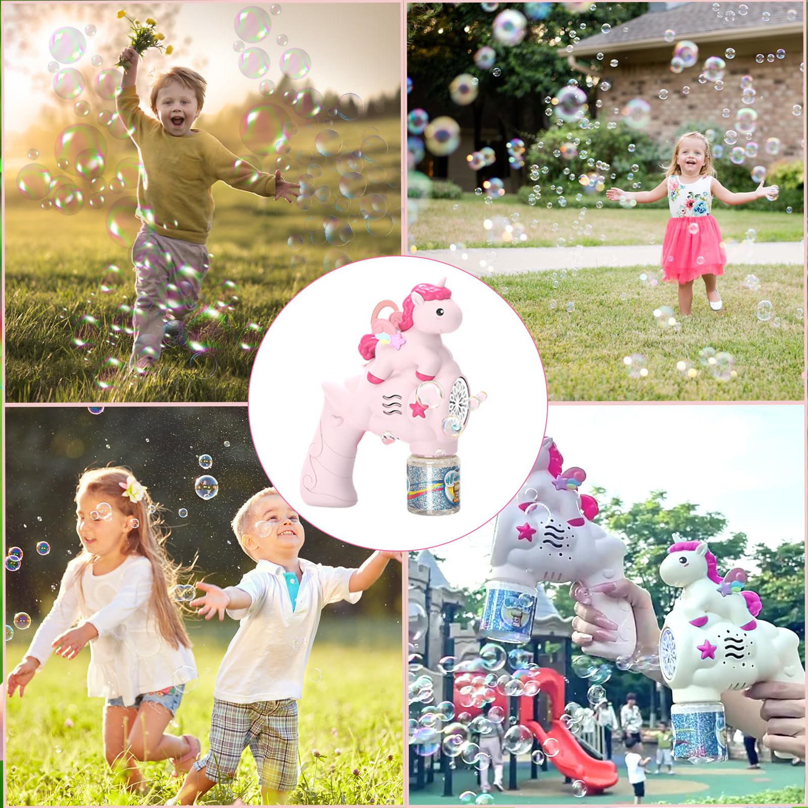 Pistola de Burbujas,Máquina de burbujasde Unicornio,Pistola Burbujas de jabon niños,Pistola de Burbujas automática,Máquina Automática Pompas de Jabón,para Niños,Adultos,Cumpleaños,Juguete de Verano