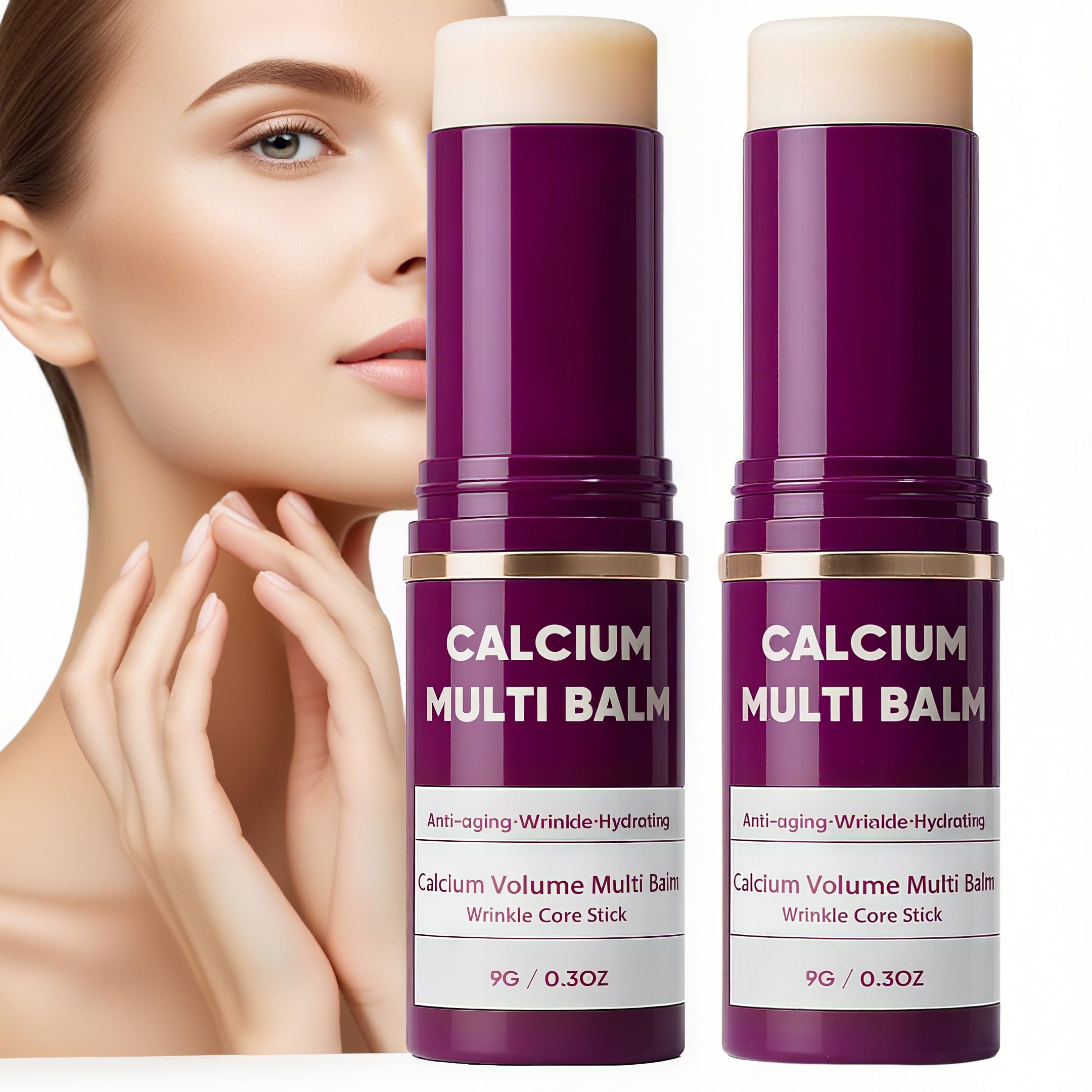 Miracle TQ Cemenrete Calcium Multi Balm 2PCS, All-in-One Multi-Action Stick & Anti-Aging Stick, Korean Collagen for Wrinkles, Hydrating Formula for