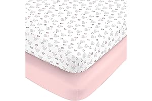 Disney Minnie Mouse Hearts 2-Pack Standard Fitted Crib Mattress Sheets